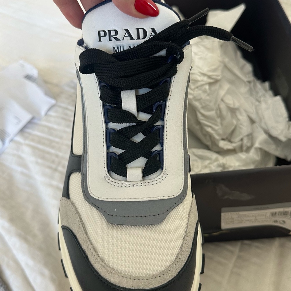 Prada Men's Black, White, and Gray Sneakers - Picture 2 of 15